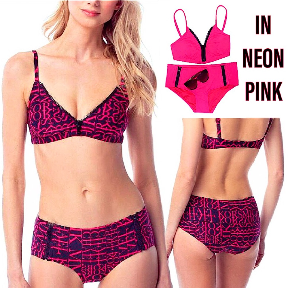 🆕 MICHAEL KORS 2 Piece Matching Neon Bikini Set!